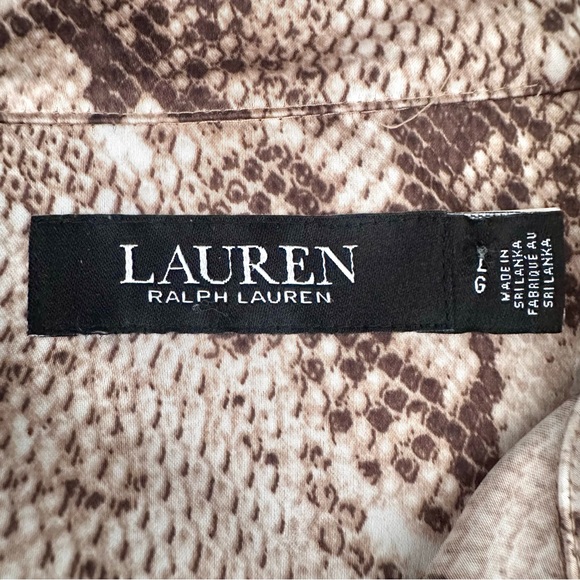 Ralph Lauren Black Label Beige Snakeskin Print Blouse Size Large - Picture 7 of 10